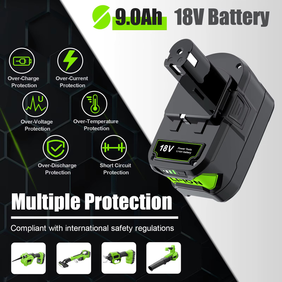 Ryobi 18V 9000mAh Lithium-Ionen Akku für P108 P104 P105 P107 RB18L50 RB18L40 Werkzeuge - Bild 6