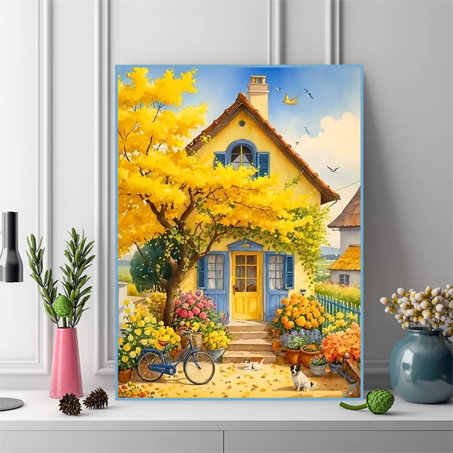 Momoart Diamond Painting Haus-Landschaft DIY Strass-Bild mit bunten Diamant-Mosaik Steinen in Multicolor, B/H: 30 x 20 cm - Bild 3