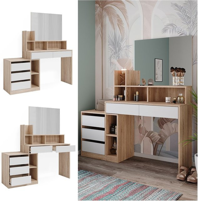 Vicco Schminktisch Anja modern in Weiß mit Spiegel, B/T/H: 139,8 x 52,2 x 115 cm - Bild 1
