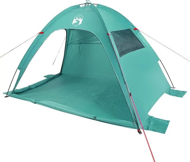 vidaXL Strandzelt in Grün, wasserdicht aus Polyester, B/T/H: 150 x 130 x 150 cm - Bild 1