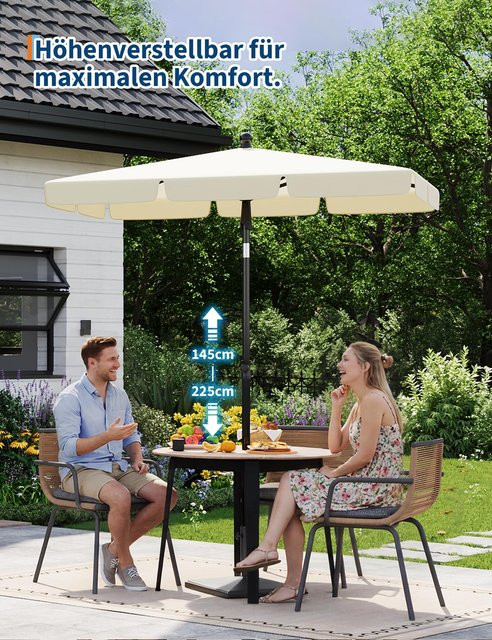 HiMISS Sonnenschirm mit UPF 50+ Sonnenschutz, höhenverstellbar von 145 cm bis 225 cm, faltbar, B/T: 200 x 125 cm - Bild 1