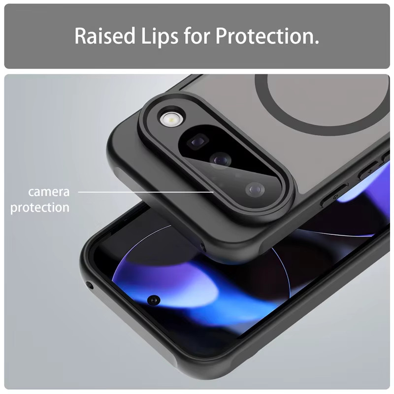 Stoßfeste MagSafe Panzerhülle für Google Pixel 6 7 8 9 10 11 Pro XL, transparente Schutzhülle mit Matt-Effekt - Bild 3