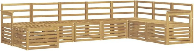 vidaXL Outdoor-Sofagarnitur 8-teilig in Weiß aus Akazienholz mit L-Form und Polstern, B/T/H: 306 x 187,5 x 73 cm - Bild 1