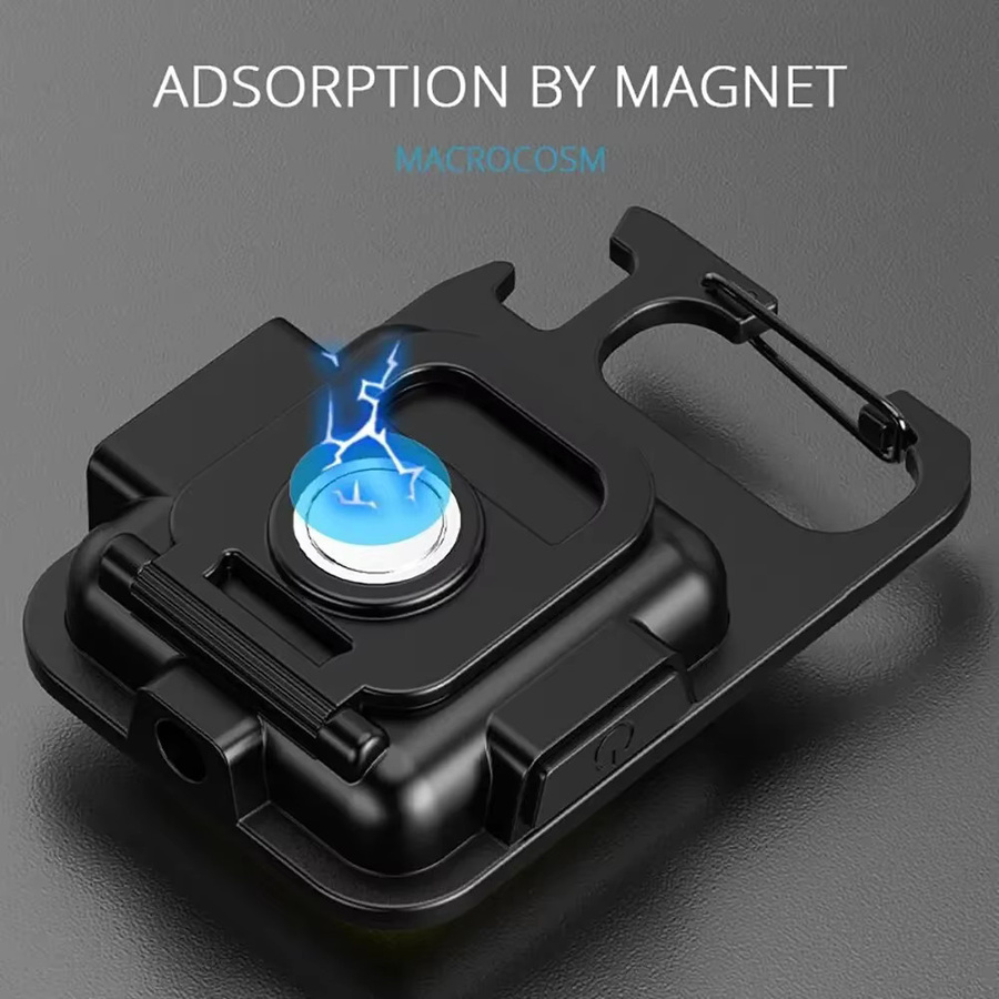 ESMARTER Mini COB LED Schlüsselbund Taschenlampe, wiederaufladbare EDC Arbeitstaschenlampe mit Magnet in Schwarz - Bild 2