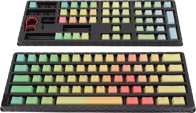 DIYelecs PBT Tastenkappen mit Regenbogenverlauf und Sublimation, durchscheinend, 108 Stück für mechanische Tastaturen, Beige/Mehrfarbig - Bild 1