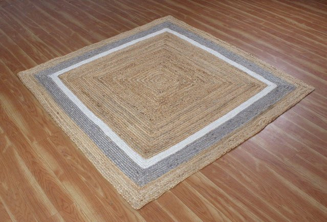 Handgefertigter Jute-Teppich von King of the Jute Rugs für Innen- und Außenbereich, grau/beige, B: 60 cm, L: 240 cm - Bild 1