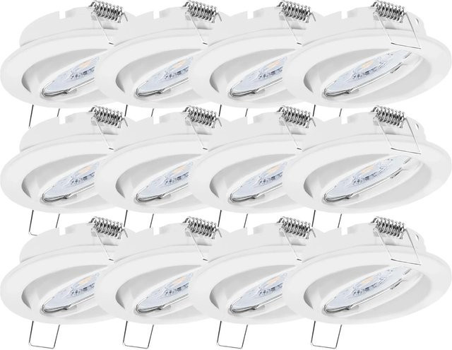 Oktaplex 12er Set LED Einbauspots Weiß, 3-stufig dimmbar, schwenkbar, 4,8W, 3000K Warmweiß - Bild 1
