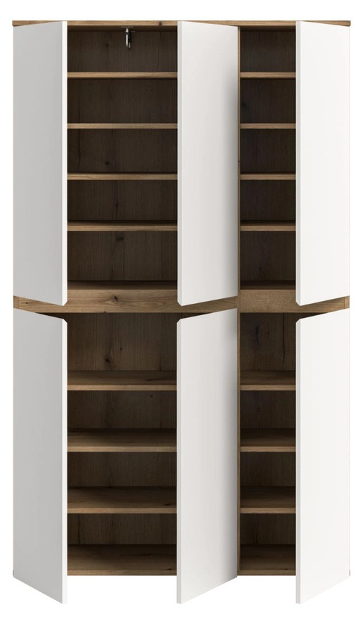 Mehrzweckschrank Assino in Weiß und Eiche mit Regalböden und Kleiderstange, B/T/H: 105 x 37 x 175 cm - Bild 3