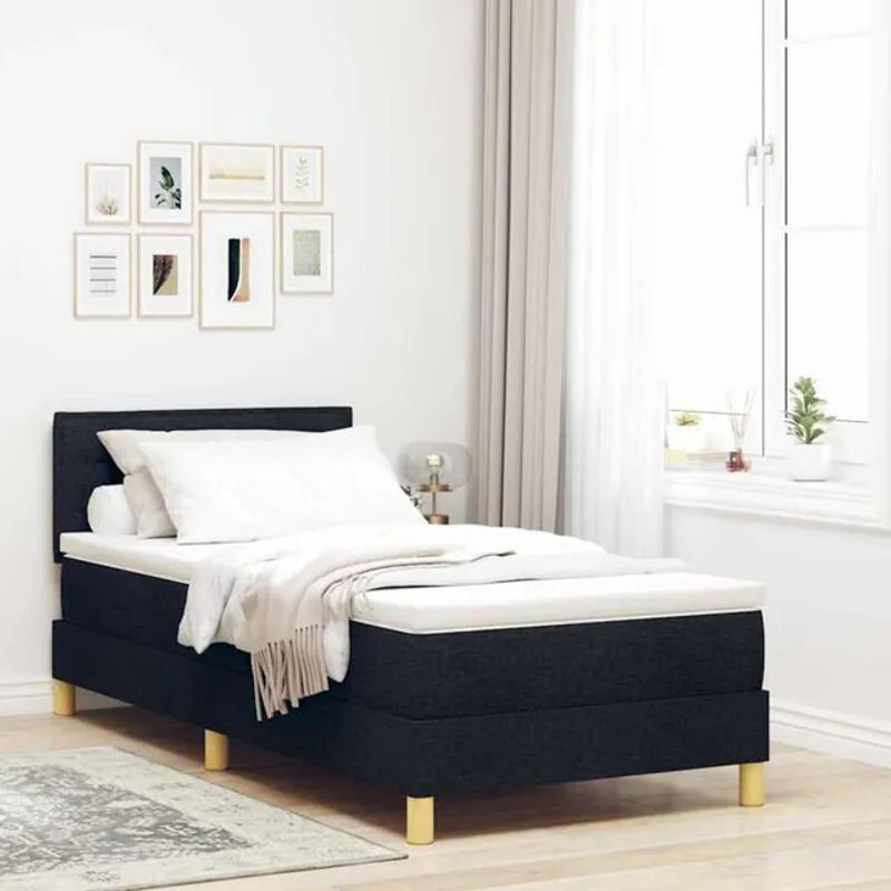 Vidaxl Boxspringbett mit Matratze aus Stoff in Schwarz, B/B: 90 x 190 cm - Bild 1