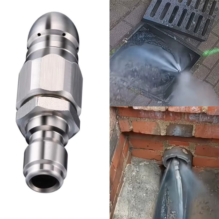 DAZZLEEX Kanalisations-Jetter Düse für 1/4 Zoll Hochdruckreiniger mit 5000 PSI, Silber - Bild 4