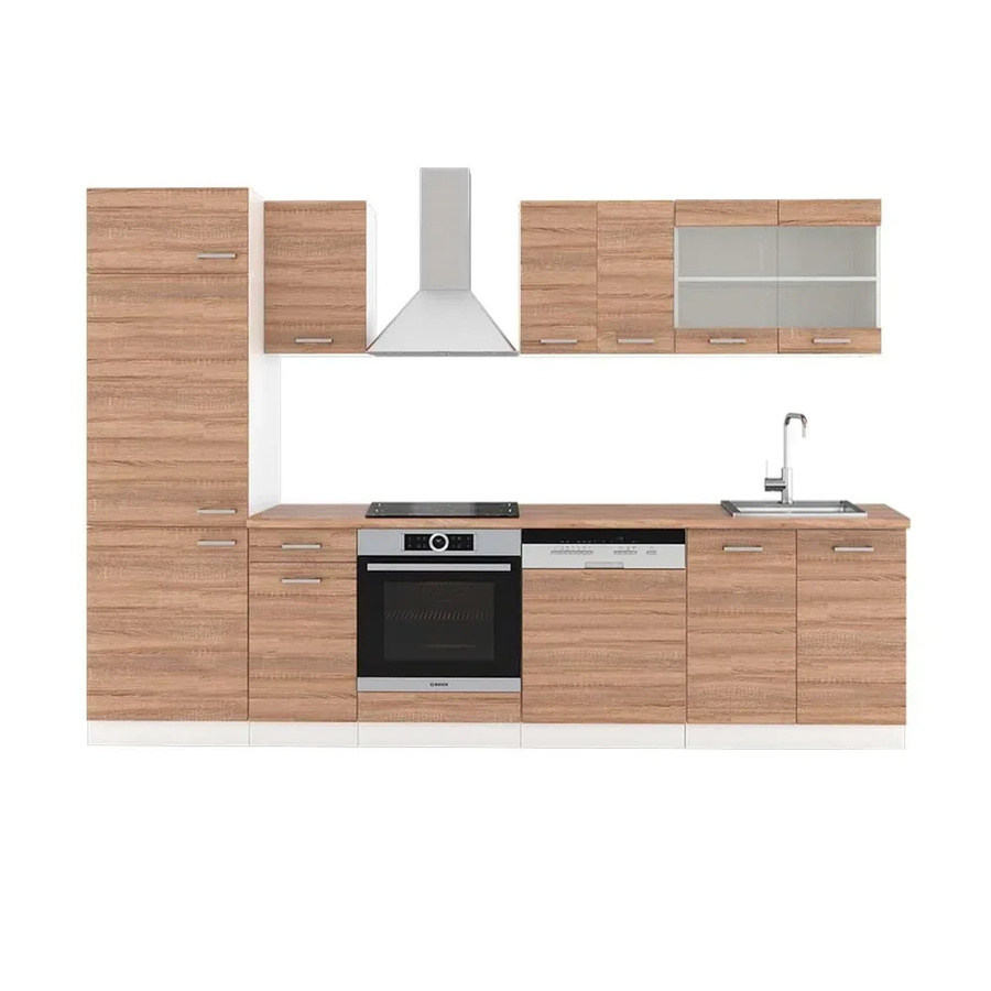 Vicco R-Line Küchenzeile Sonoma Eiche und Weiß, Breite: 300 cm, Höhe: 207 cm, Tiefe: 60 cm - Bild 1
