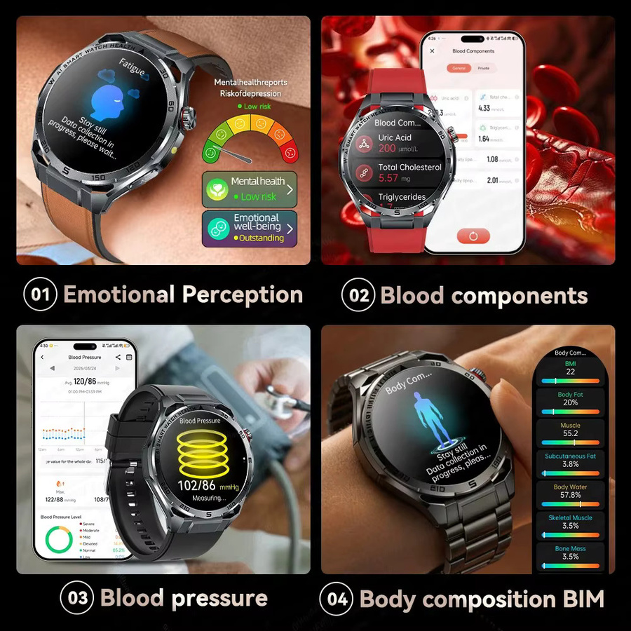 GUHUAVMI Smartwatch, Blau, Edelstahl, Saphirglas, Herren - Bild 3