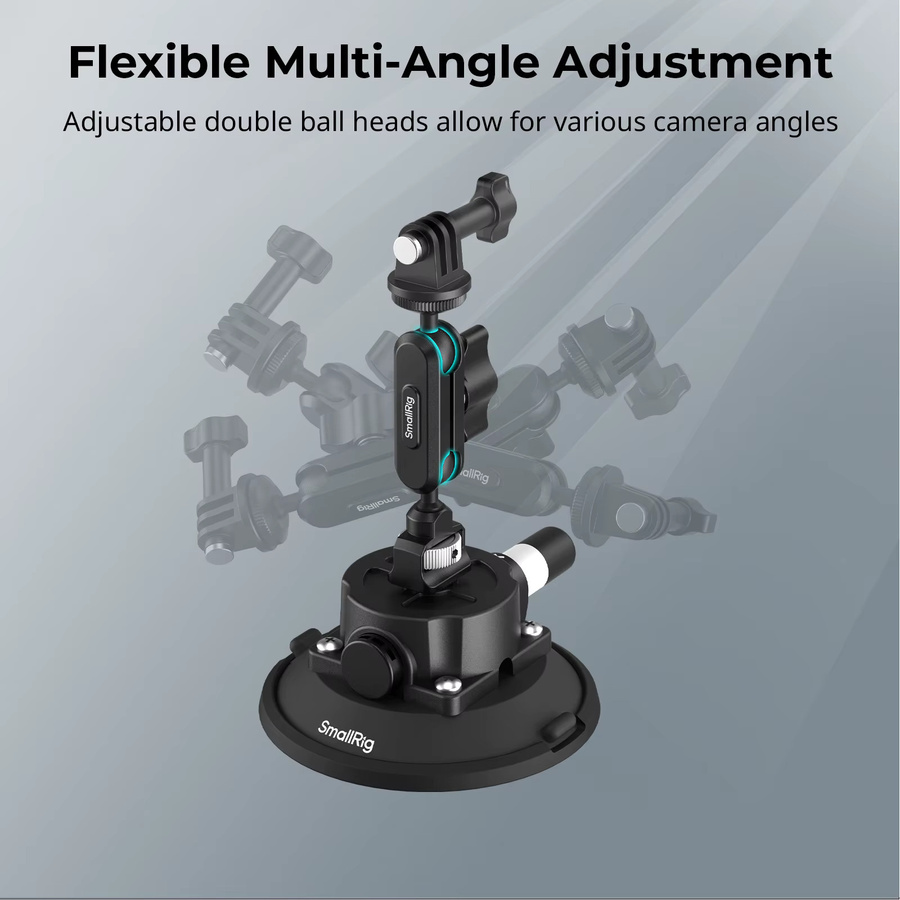 SmallRig Saugnapfhalterung für Action-Kameras mit Kugelkopf, Magischem Arm und Telefonhalterung in Schwarz, kompatibel mit DJI Osmo Action 5 Pro - Bild 4