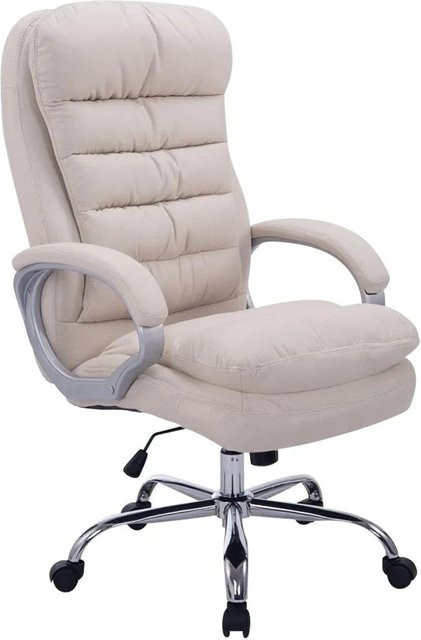 DELUKE Bürostuhl SOUK Ergonomischer Homeoffice Stuhl aus Stoff in Creme mit Chromoptik Gestell, B/T/H: 116 x 68 x 77 cm - Bild 1