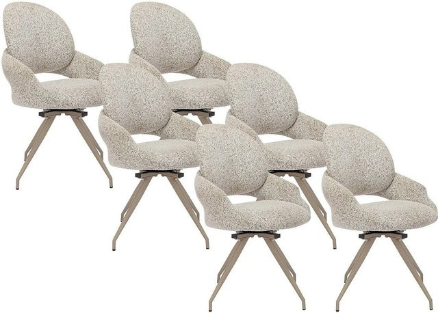 Vente-unique Stuhl Valiana in Creme mit Tweed-Stoff und Metallgestell, drehbar, Höhe: 57 cm - Bild 1