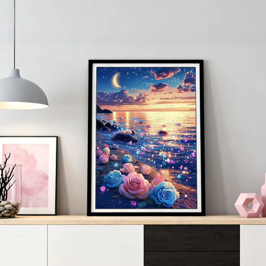HUACAN 5D Diamantmalerei Set Küstenlandschaft mit Muscheln und Seesternen, Mehrfarbig, B/H: 30 x 20 cm - Bild 3