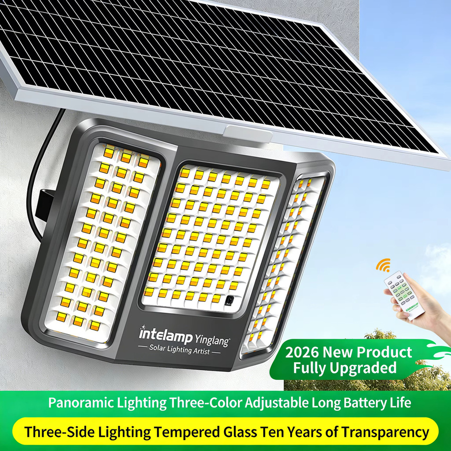 Intelamp Solar-LED-Wandleuchte für Außenbereich mit Fernbedienung, 268 SMD LEDs, Schwarz, Rechteckig - Bild 6