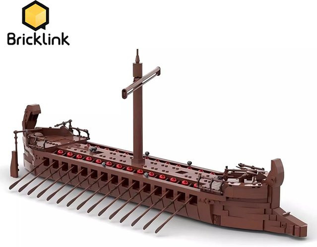 Bricklink Kreatives MOC Griechisches Piratenschiff aus Bausteinen in Braun - Bild 1