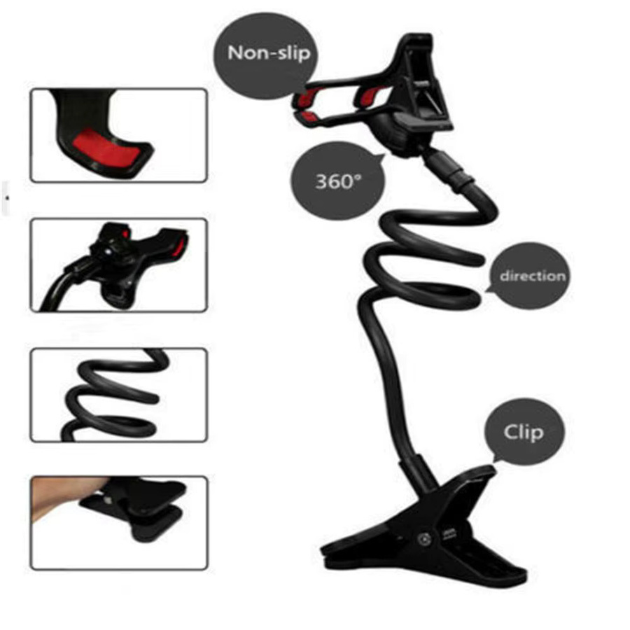 Flexibler 360 Grad Clip Handyhalter für Schreibtisch und Bett in Weiß - Bild 4