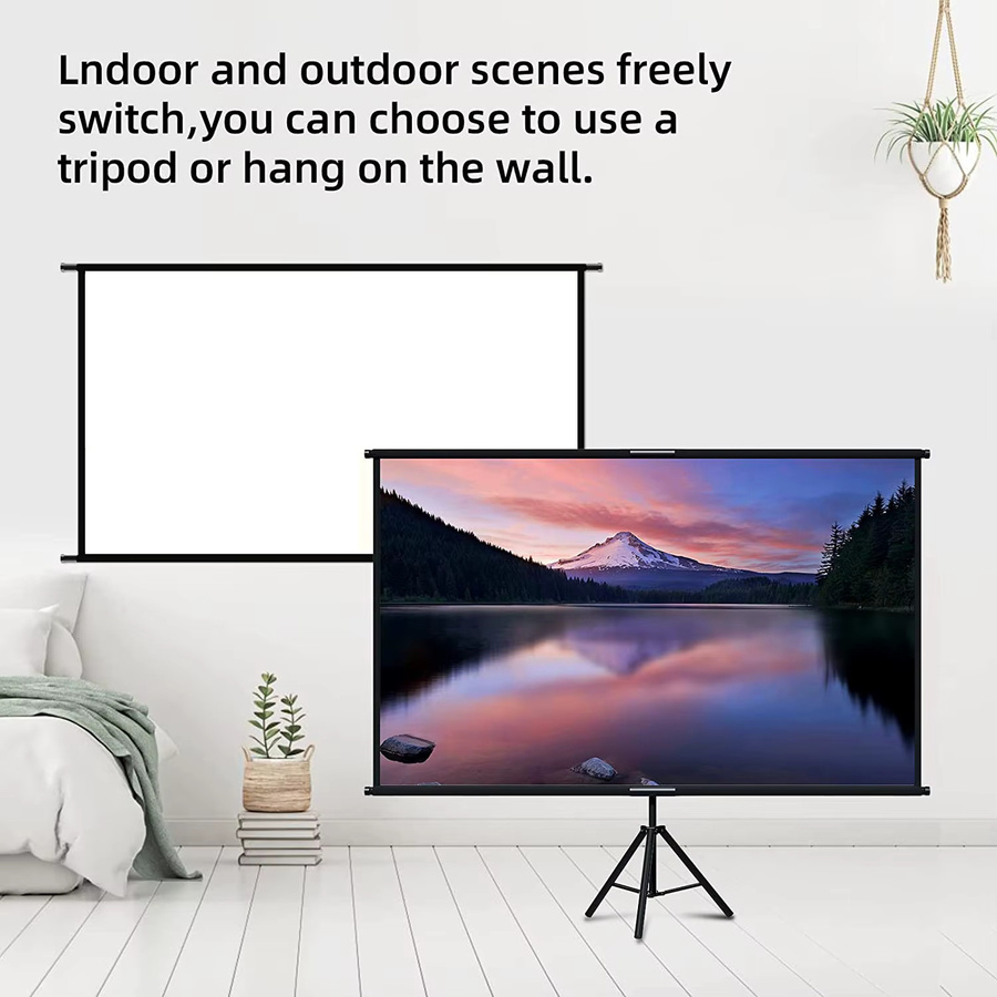 Veidadz Projektionswand mit Ständer, faltbare doppelseitige Leinwand für Heimkino und Outdoor, Weiß, 60 bis 84 Zoll - Bild 2