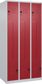 C+P Z-Spind Classic PLUS Spind mit 6 Fächern, Stahl, grau/rot, B/T/H: 90 x 50 x 185 cm - Bild 1