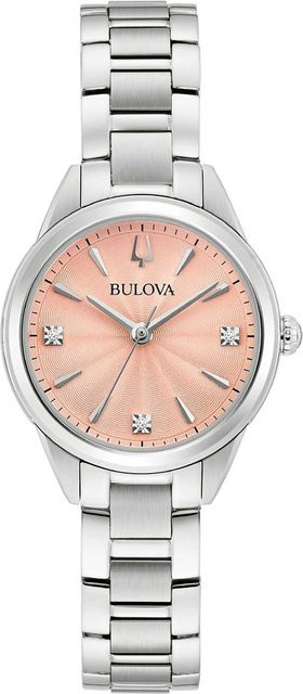 Bulova Damenuhr, Quarz, Edelstahl, 28 mm, Lachs - Bild 1