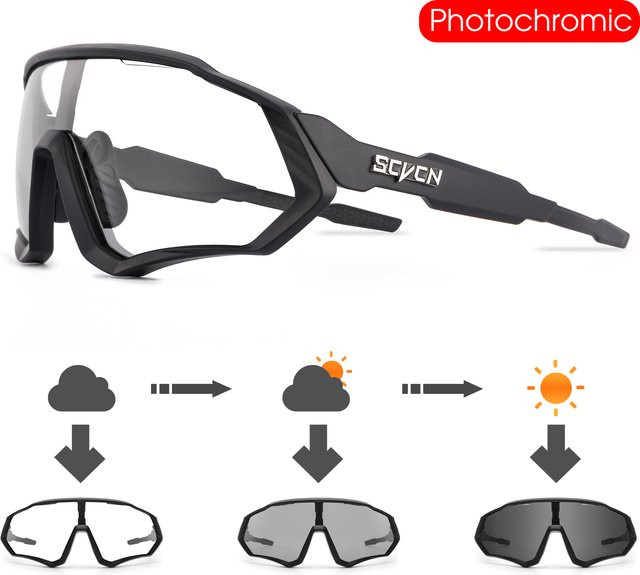 SCVCN Sportsonnenbrille, Vollrand, Kunststoff, black - Bild 1
