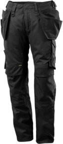 Mascot Arbeitshose mit Hängetaschen und Kniepolstertaschen in Schwarz mit Cordura und Reflexstreifen - Bild 1