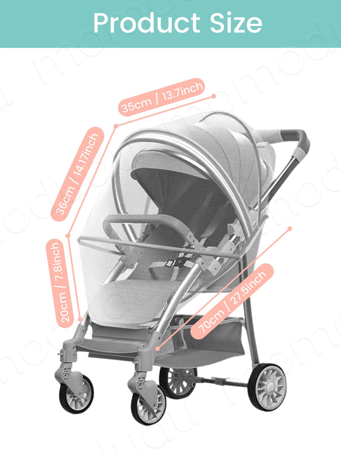 Kisslanding Moskitonetz für Kinderwagen in Pink und Weiß, atmungsaktive und faltbare Abdeckung - Bild 2