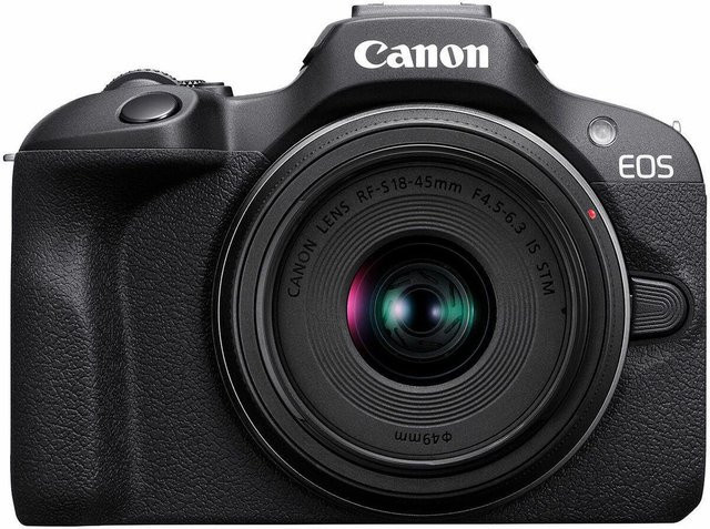 Canon EOS R100 spiegellose Kamera mit RF-S 18-45mm Objektiv in Schwarz mit 24,1 MP, APS-C Sensor, Bluetooth und Wi-Fi - Bild 1