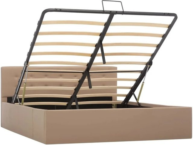 vidaXL Stauraumbett mit Hydraulik in Cappuccino-Braun aus Kunstleder, B/T/H: 140 x 200 x 211 cm - Bild 1