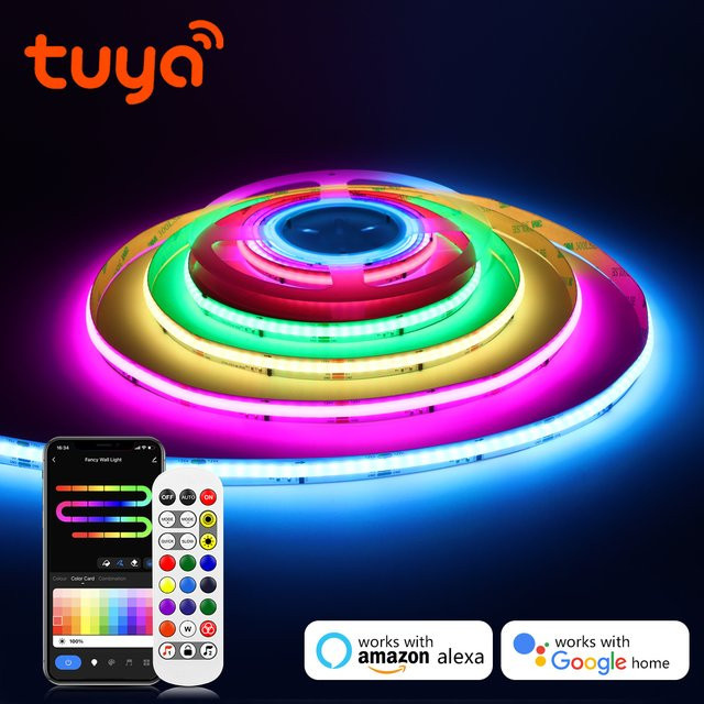 Lcamaw WS2811 RGBIC COB Neon LED Streifen mit Tuya Smart Life App Steuerung, adressierbare IC RGB Lampe für Alexa und Google Home zur Raumdekoration - Bild 1