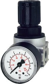 Riegler Druckregler multifix-mini mit durchgangener Druckversorgung, G 1/4, 0,2-6 bar, Silber - Bild 1