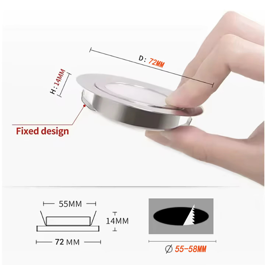 Ohlite LED Downlight IP65 Wasserdicht, Ultra-Dünner Einbauspot in Weiß für Camping, Auto, Badezimmer und Schrankbeleuchtung, 3W - Bild 2