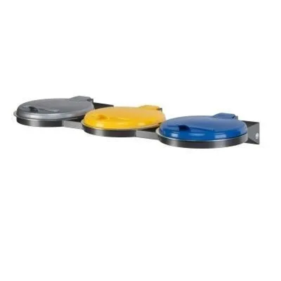 PROREGAL Robuster 3-Fach Abfallsammler zur Wertstoffsortierung aus Stahl, Silber, B: 120 cm, T: 51 cm - Bild 2