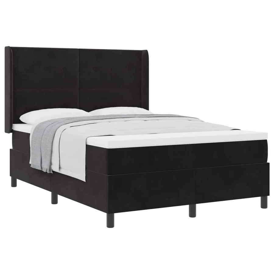vidaXL Boxspringbett mit Matratze aus Samt in Schwarz, B/T/H: 160 x 200 x 163 cm - Bild 2