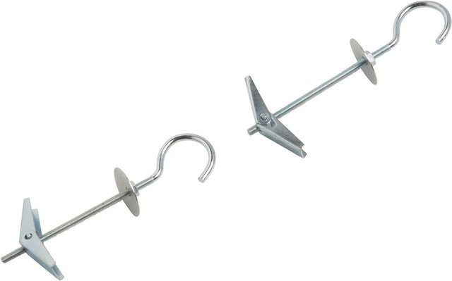 LUX-TOOLS Federklappdübel mit gebogenem Haken aus Stahl in Silber, Durchmesser: 3 mm, Länge: 100 mm, 2 Stück - Bild 1