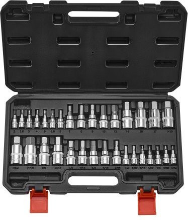 VEVOR Hex Bit Socket Set 32-teilig aus S2-Legierung und Chrom-Vanadium-Stahl in Schwarz und Silber mit 1/4 Zoll, 3/8 Zoll und 1/2 Zoll Antrieb sowie Aufbewahrungsbox für Mechaniker und Autoreparaturen - Bild 1