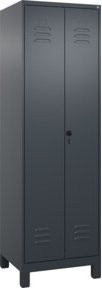 C+P Spind Classic PLUS Schwarz-Weiß mit 2 Abteilen, Füße, Sicherheits-Drehriegel, H x B x T: 195 x 60 x 50 cm - Bild 1