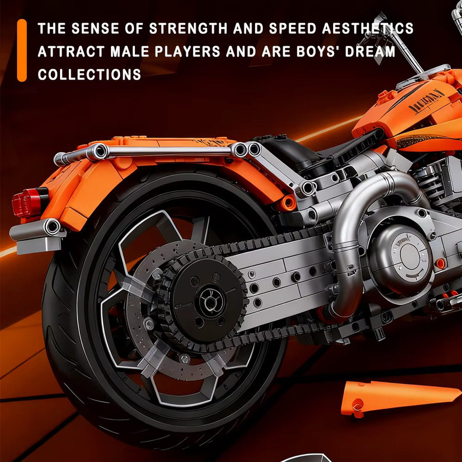 HALEI Motorrad Modell Bausteine, Fahrzeuge, Orange - Bild 2