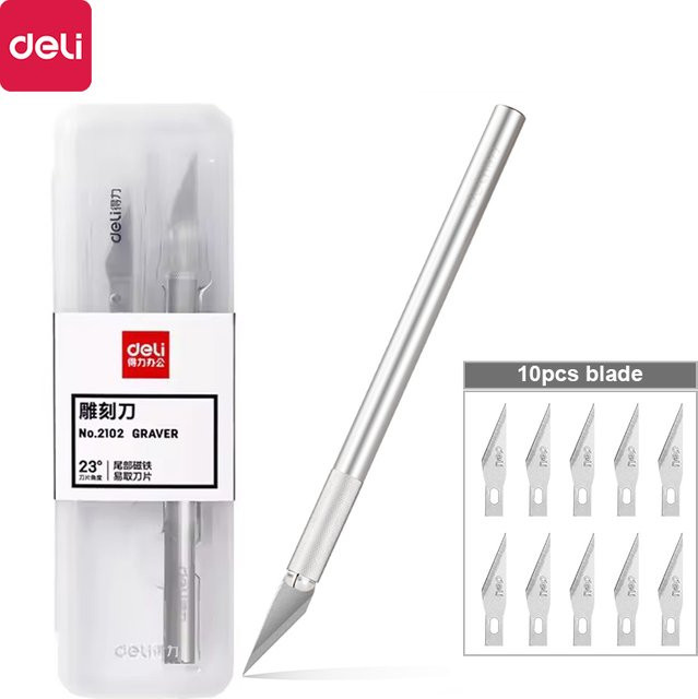 Deli Schnitzmesser-Set aus Aluminiumlegierung in Silber mit Scalpel #11 für Präzisions-Schneide- und Gravierarbeiten sowie DIY-Reparaturen - Bild 1