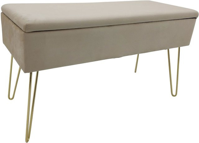 ECHTWERK Sitzbank Scarlett als Truhe mit Samtbezug in Creme und Gold, B/T/H: 150 x 42 x 30 cm - Bild 1