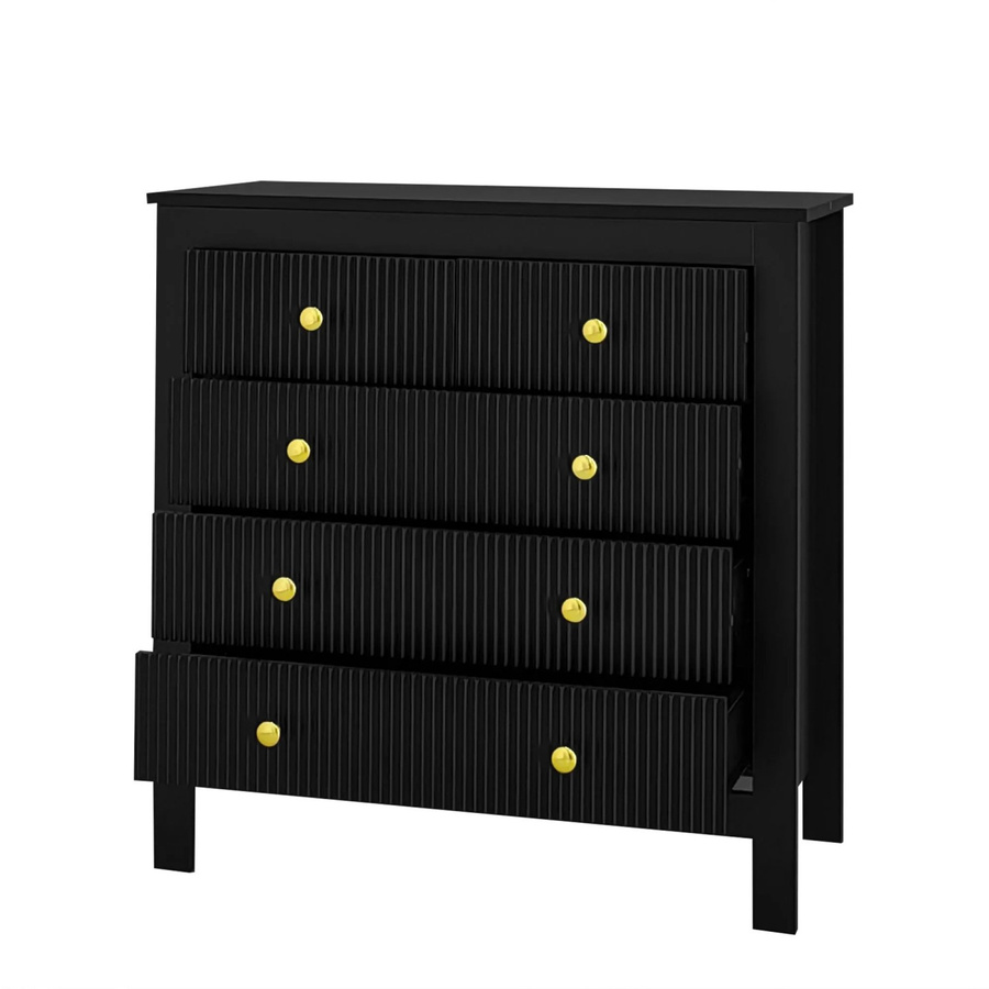 okwish Sideboard mit Spezialtüren und Goldgriffen in Schwarz, B/T/H: 80.5 x 39.5 x 79 cm - Bild 2