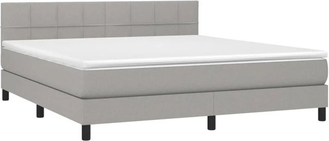 vidaXL Boxspringbett mit Matratze in Hellgrau und Weiß, Hybridbett mit LED-Unterbettbeleuchtung und USB-Anschluss, B/T/H: 160 x 200 x 78 cm - Bild 1