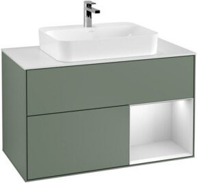 V&B Waschtischunterschrank Finion 100 mit Wandbeleuchtung, Farbe Weiß lackiert, B/T/H: 100 x 50,1 x 50,1 cm - Bild 1