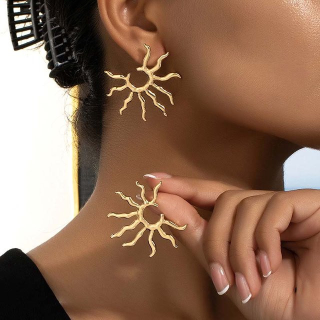 YULIN Ohrstecker Sonnenblumen, Messing, Gold, Damen, Vintage - Bild 1