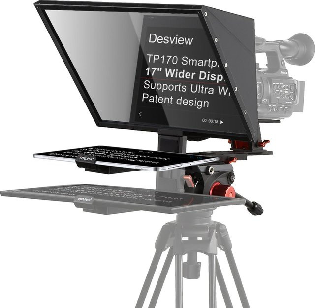 Besview TP170 Tragbarer Teleprompter Schwarz mit Fernbedienung für Smartphone, Tablet, DSLR-Kamera und Camcorder - Bild 1