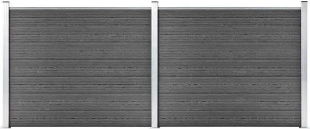 vidaXL Zaunelement Set WPC in Schwarz, B: 353 cm, H: 146 cm - Bild 1