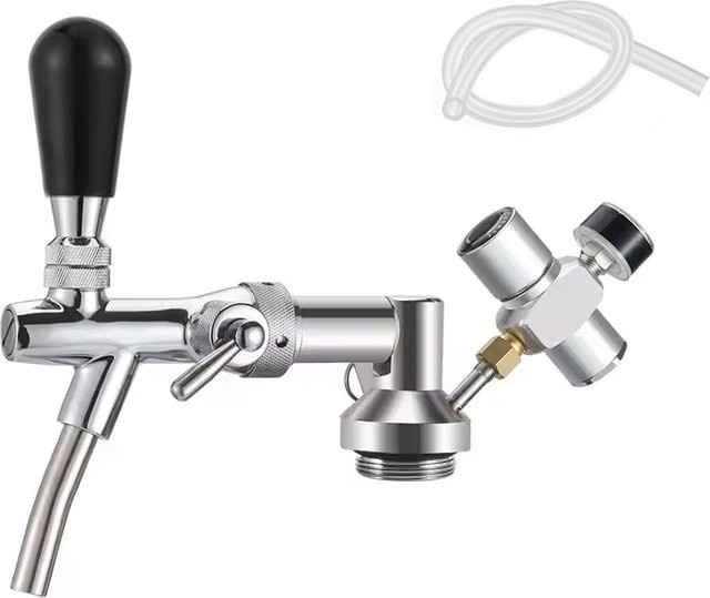 ELECQUEEN Draft Beer Tap Fassenspender Brew Mini Fass Growler Kit mit Bierhahn und Mini-CO2-Regler in Silber aus Edelstahl - Bild 1
