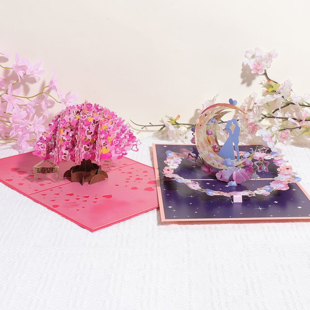 Kreativität 3D Love Confession Grußkarte in Pink, handgemachte romantische Papierkarte für den Valentinstag - Bild 1